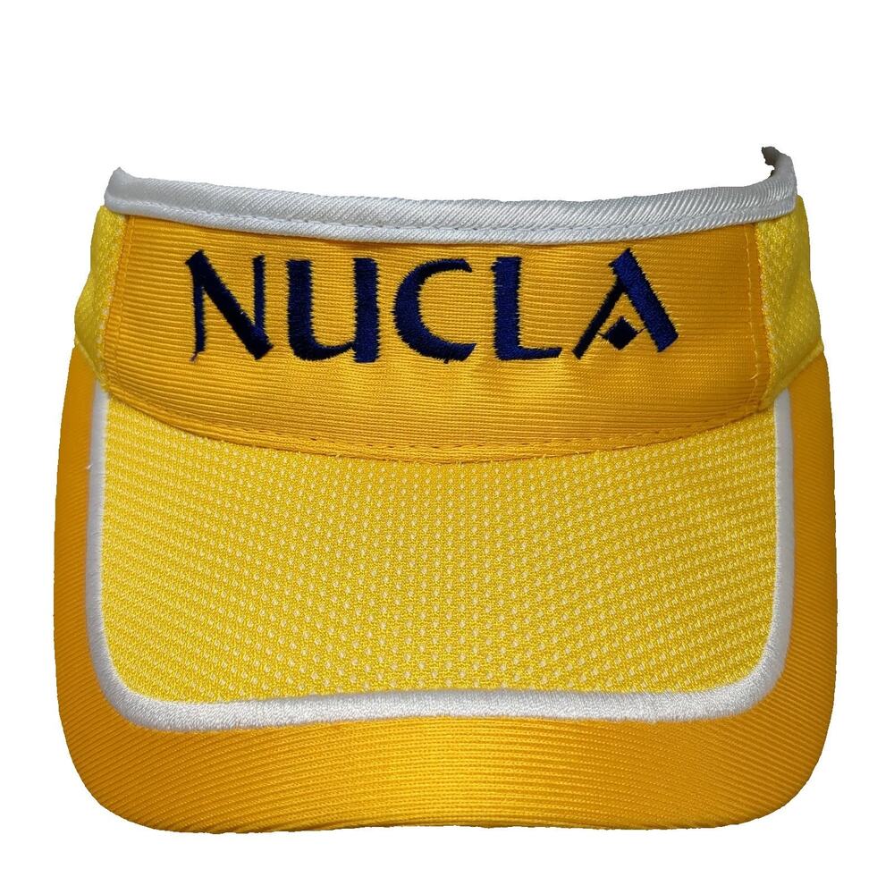 OC Visor Yellow One Size Strapback Embroidered Mesh White Piping NUCLA Hat